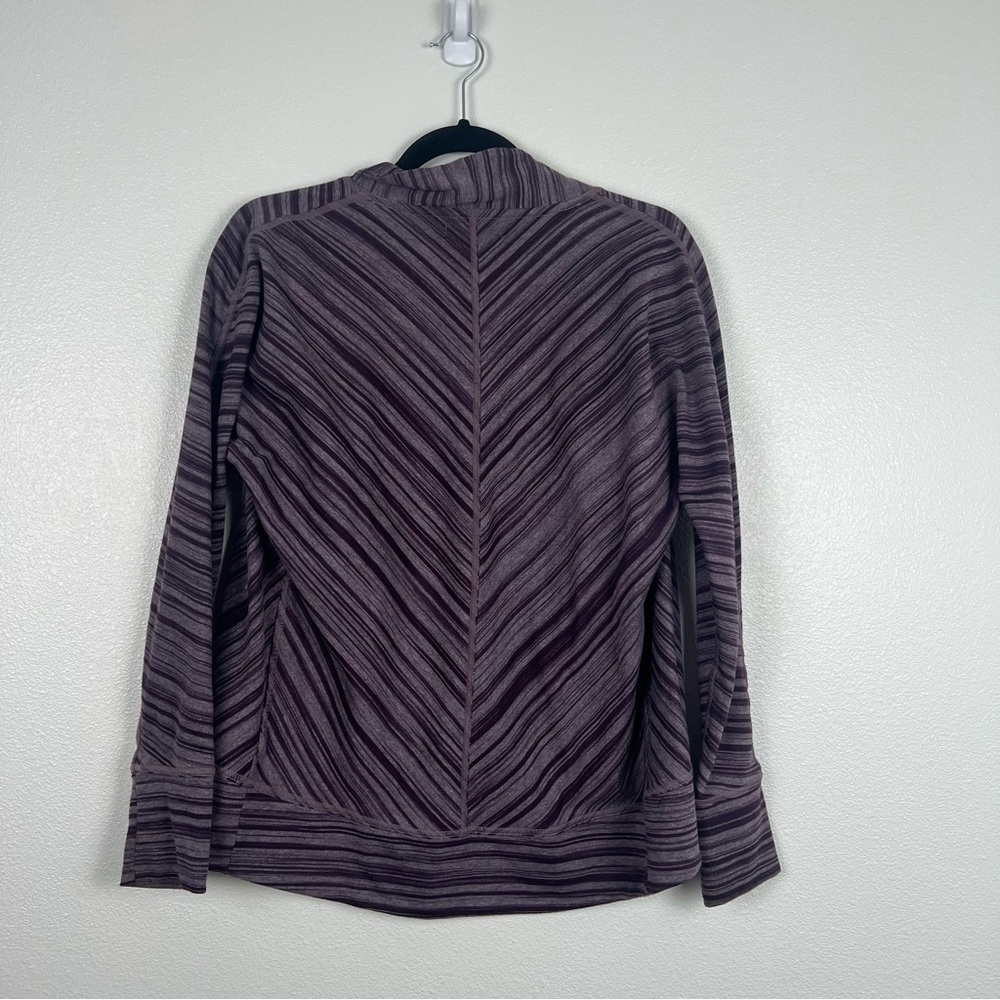 Prana Paradiso Cocoon Cardigan Sweater Purple Striped Open Front Small - Picture 5 of 6